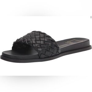 Dolce Vita Black Leather Woven Slide - Size 8